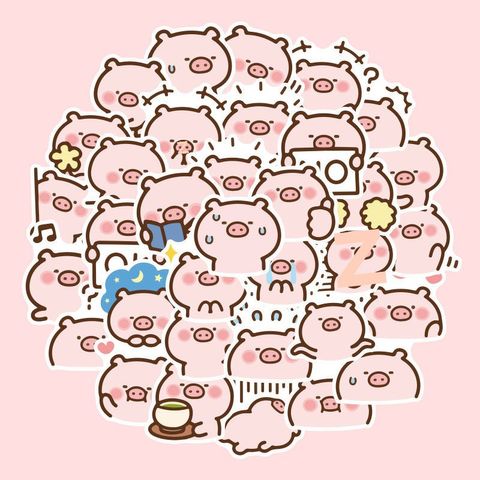 1 Set Cartoon Pig Learning Graduation Paper Cute Funny Stickers