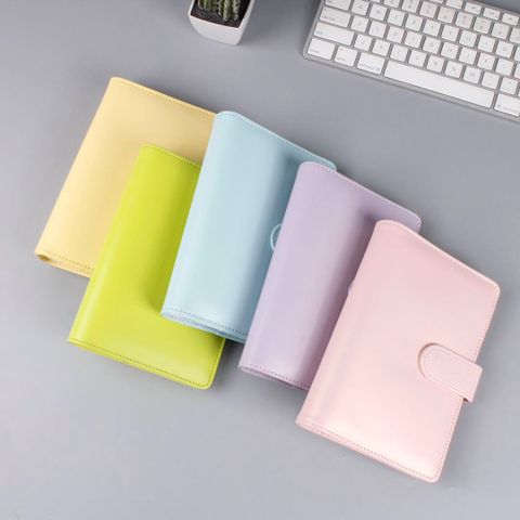 1 Piece Solid Color Learning School Pu Leather Casual Elegant Loose Spiral Notebook