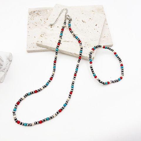 Ethnic Style Cowboy Style Classic Style Geometric Alloy Drawing Beads Turquoise Wholesale Bracelets Necklace Jewelry Set
