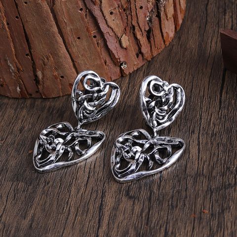 1 Pair Simple Style Classic Style Heart Shape Plating Zinc Alloy Gold Plated Drop Earrings
