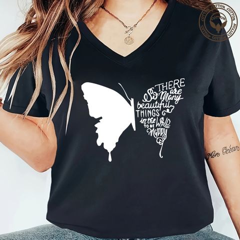 Women's T-shirt Short Sleeve T-Shirts Printing Simple Style Butterfly
