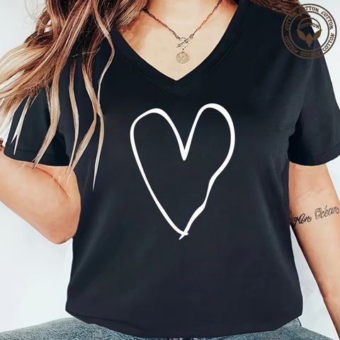 Women's T-shirt Short Sleeve T-Shirts Printing Simple Style Letter Heart Shape