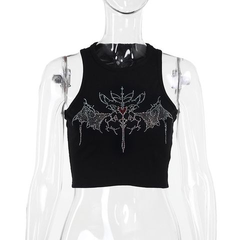 Women's Wrap Crop Top Tank Tops Diamond Sexy Bat