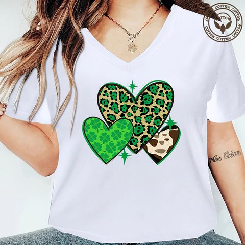 Women's T-shirt Short Sleeve T-Shirts Printing Simple Style Shamrock