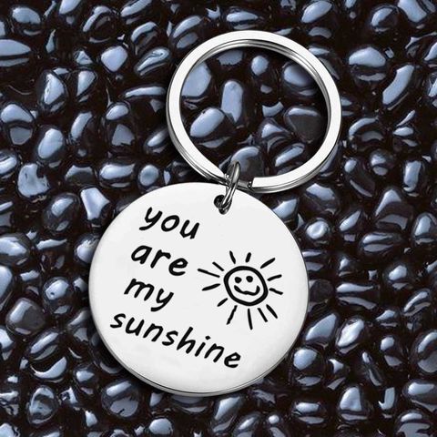 Commute Sun Letter 304 Stainless Steel Carving Silver Plated Keychain