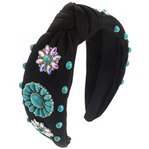 Women's Casual Vacation Classic Style Color Block Alloy Glass Inlay Turquoise Glass Hair Band