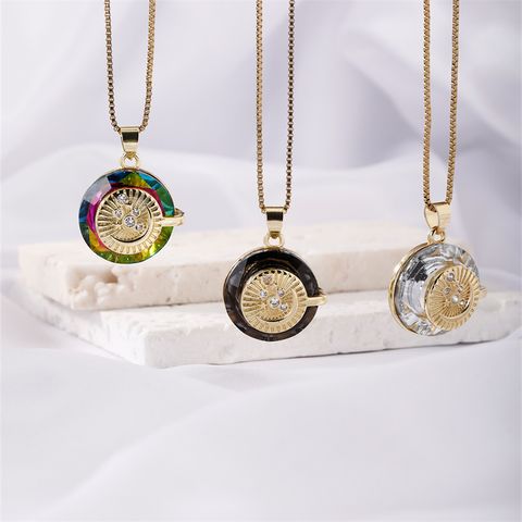 Wholesale IG Style Sweet Korean Style Starry Sky 304 Stainless Steel Copper Inlay K Gold Plated Crystal Pendant Necklace