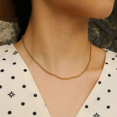 IG Style Modern Style Classic Style Paper Clip Solid Color 201 Stainless Steel 18K Gold Plated Women's Necklace