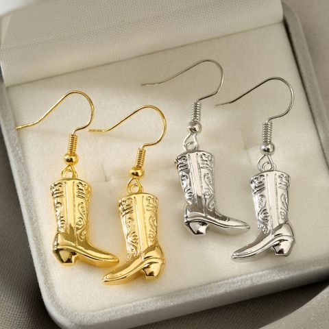 1 Pair Casual Retro Boots Copper Drop Earrings