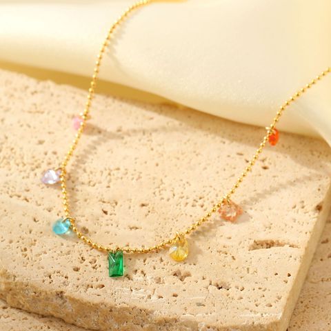 Wholesale Simple Style Classic Style Color Block Copper Inlay Crystal Necklace