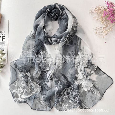 Women's Casual Flower Polyester Chiffon Scarves & Gloves