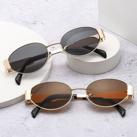 Casual Hip-Hop Vintage Style Solid Color Ac Oval Frame Full Frame Women's Sunglasses