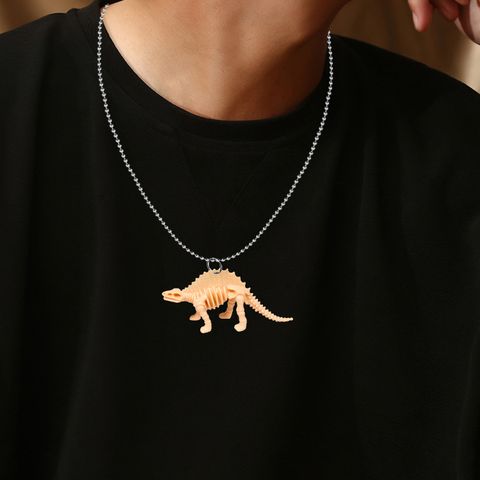 Cute Exaggerated Dinosaur Soft Clay Copper Alloy Three-dimensional Unisex Pendant Necklace