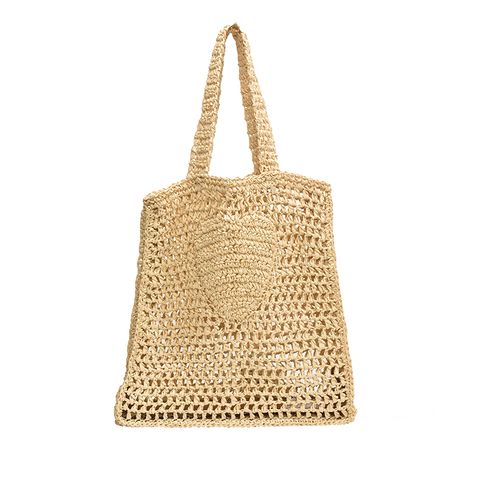 Women's Straw Geometric Classic Style Open Shoulder Bag Functional Backpack