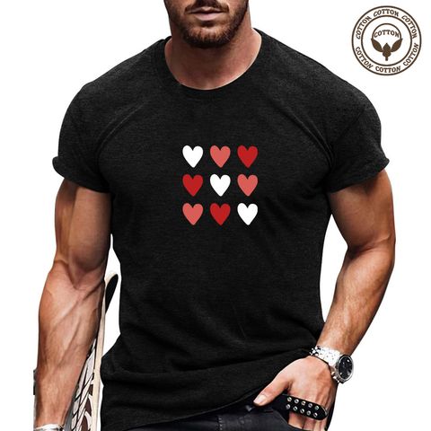 Men's Letter Casual Streetwear Short Sleeve Loose Round Neck