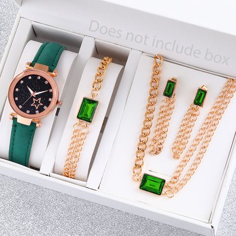 Glam Simple Style Shiny Star Solid Color Buckle Quartz Women's Watches