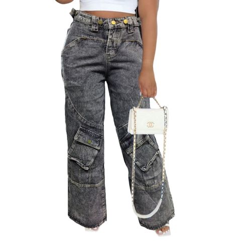 Women's Holiday Daily Streetwear Solid Color Full Length Pocket Jeans