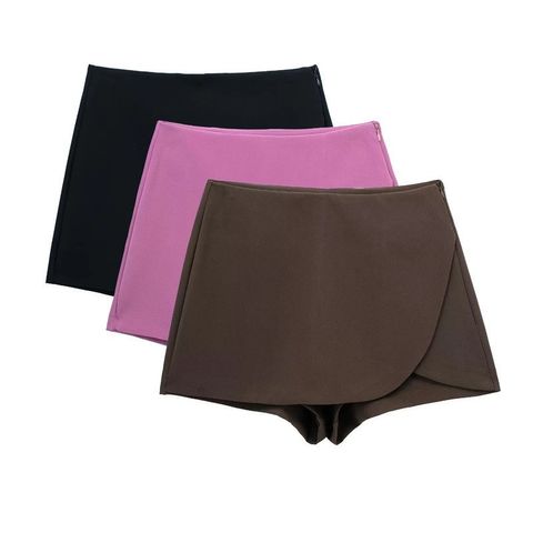 Women's Daily Date British Style Solid Color Shorts Pocket Straight Pants