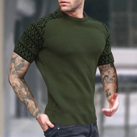 Men's Geometric Simple Style Round Neck Short Sleeve Slim Men's T-shirt