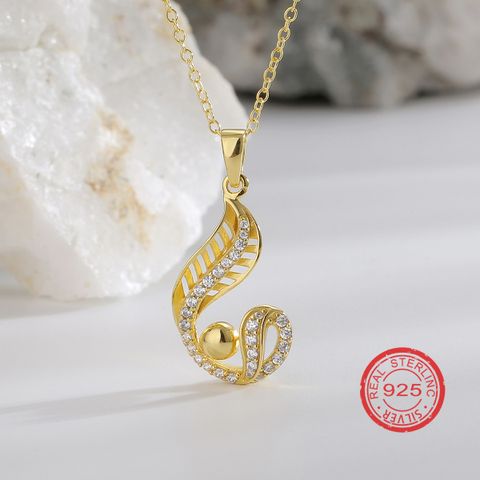 Plata Esterlina Chapados en oro de 18k Estilo IG Brillante Embutido Geométrico Circón Collar Colgante