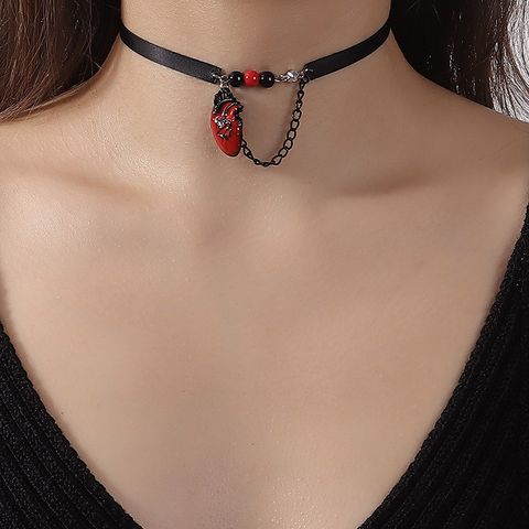Gothic Punk Color Block Alloy Cloth Lacquer Painting Women's Choker