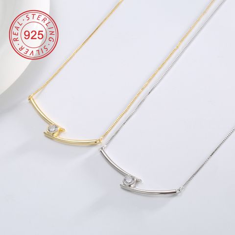 Sterling Silver 18K Gold Plated White Gold Plated Gold Plated 0.05 M Simple Style Classic Style Plating Inlay Solid Color Natural Stone Zircon Pendant Necklace
