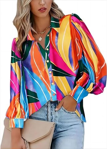 Women's Blouse Long Sleeve Blouses Vacation Colorful