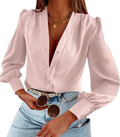 Women's Blouse Long Sleeve Blouses Button Streetwear Solid Color