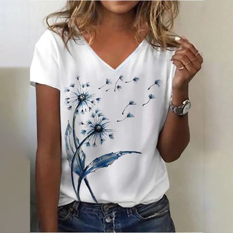 Women's T-shirt Half Sleeve T-Shirts Simple Style Flower