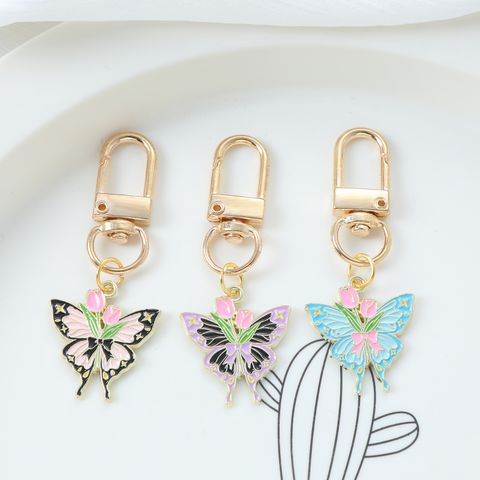 Cute Sweet Flower Butterfly Alloy Enamel Bag Pendant Keychain