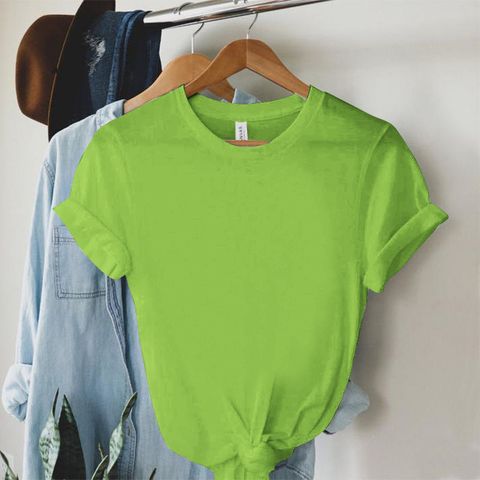 Women's T-shirt Short Sleeve T-Shirts Printing Simple Style Solid Color