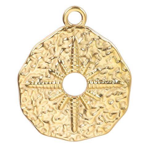 1 Piece 19*23mm Hole 1~1.9mm 304 Stainless Steel 18K Gold Plated Star Polished Hammered Pendant