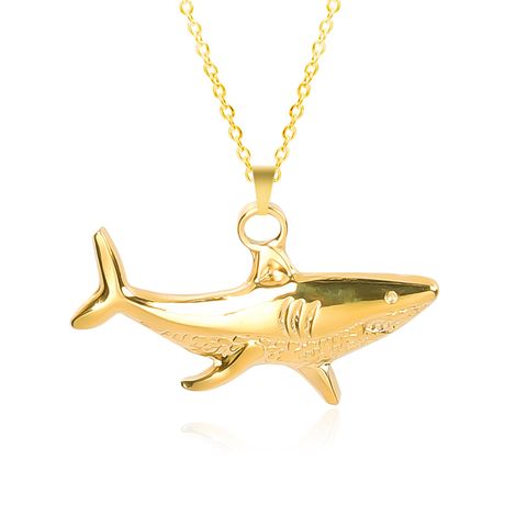 304 Stainless Steel Simple Style Classic Style Plating Shark Pendant Necklace
