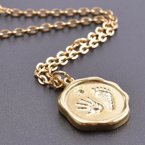 304 Stainless Steel Gold Plated Cartoon Style Plating Solid Color Pendant Necklace