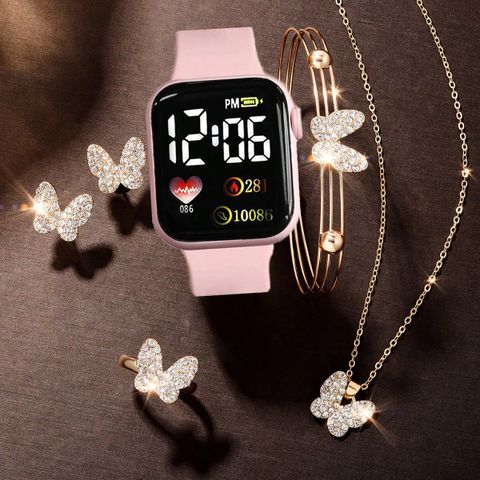 Casual Romantic Sports Number Heart Shape Concealed Buckle Electronic Women's Watches
