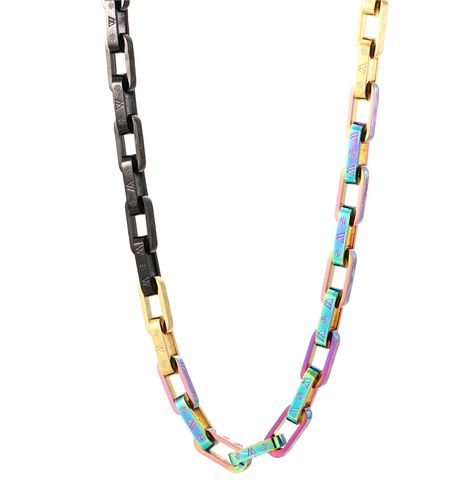 Titanium Steel Hip-Hop Polishing Chain Color Block Bracelets Necklace