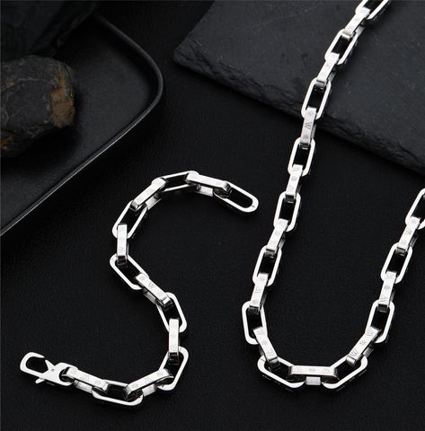 Titanium Steel Hip-Hop Polishing Chain Color Block Bracelets Necklace