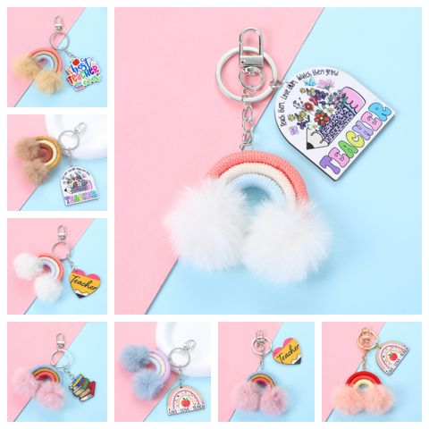 Cute Sweet Shiny Letter Rainbow Alloy Bag Pendant Keychain