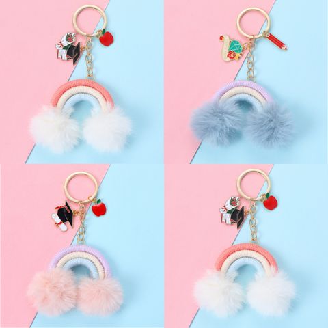 Elegant Cute Pastoral Letter Rainbow Alloy Tassel Bag Pendant Keychain