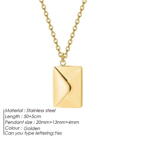 304 Stainless Steel 14K Gold Plated Simple Style Classic Style Plating Envelope Pendant Necklace