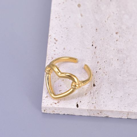 304 Stainless Steel Titanium Steel 18K Gold Plated Simple Style Plating Heart Shape Solid Color Open Rings
