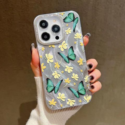 Plastic Flower Butterfly Printing Sweet Phone Cases Phone Accessories