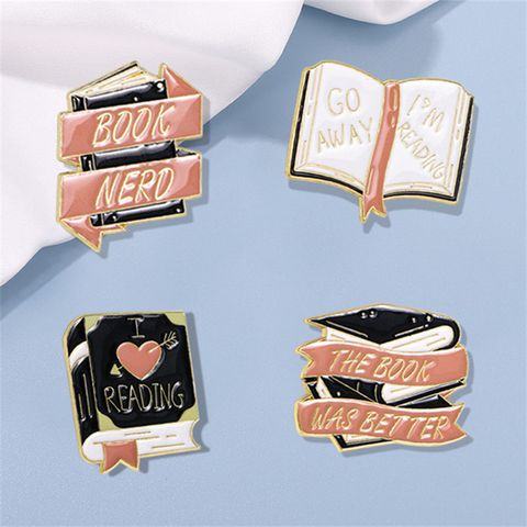 Cute Preppy Style Sweet Book Letter Alloy Enamel Plating Unisex Brooches Collar Pin