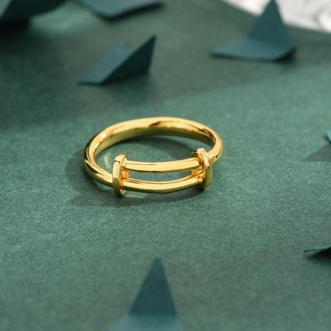 Copper 18K Gold Plated Simple Style Solid Color Rings