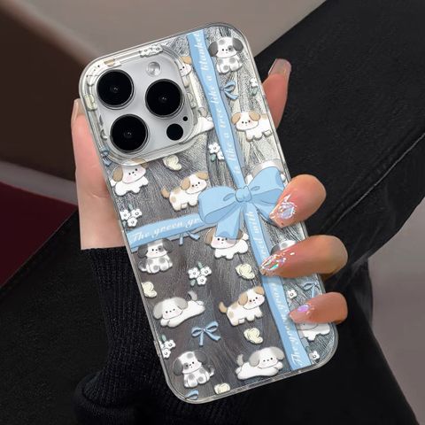 Plastic Dog Bow Knot Printing Cute Phone Cases Phone Accessories