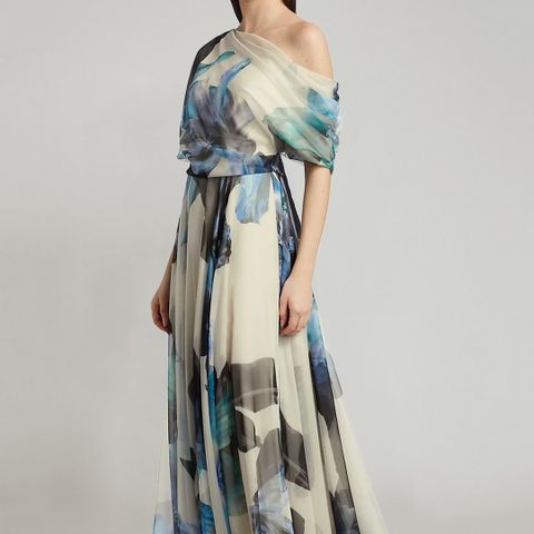 Women's Swing Dress Elegant Oblique Collar Printing Long Sleeve Printing Maxi Long Dress Holiday Beach