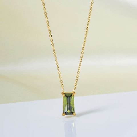 304 Stainless Steel 316 Stainless Steel  18K Gold Plated Simple Style Geometric Zircon Pendant Necklace