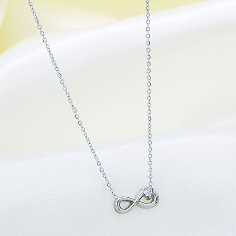 304 Stainless Steel 316 Stainless Steel  Simple Style Infinity Zircon Pendant Necklace