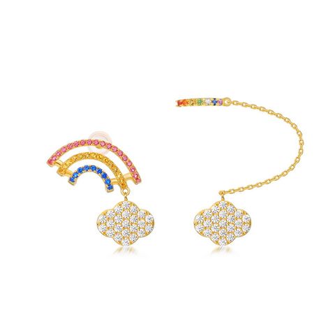 1 Pair Elegant Sweet Clouds Rainbow Sterling Silver Zircon Gold Plated Drop Earrings