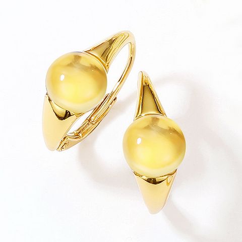 1 Pair Elegant Simple Style Geometric Sterling Silver Lab-grown Gemstone Gold Plated Hoop Earrings